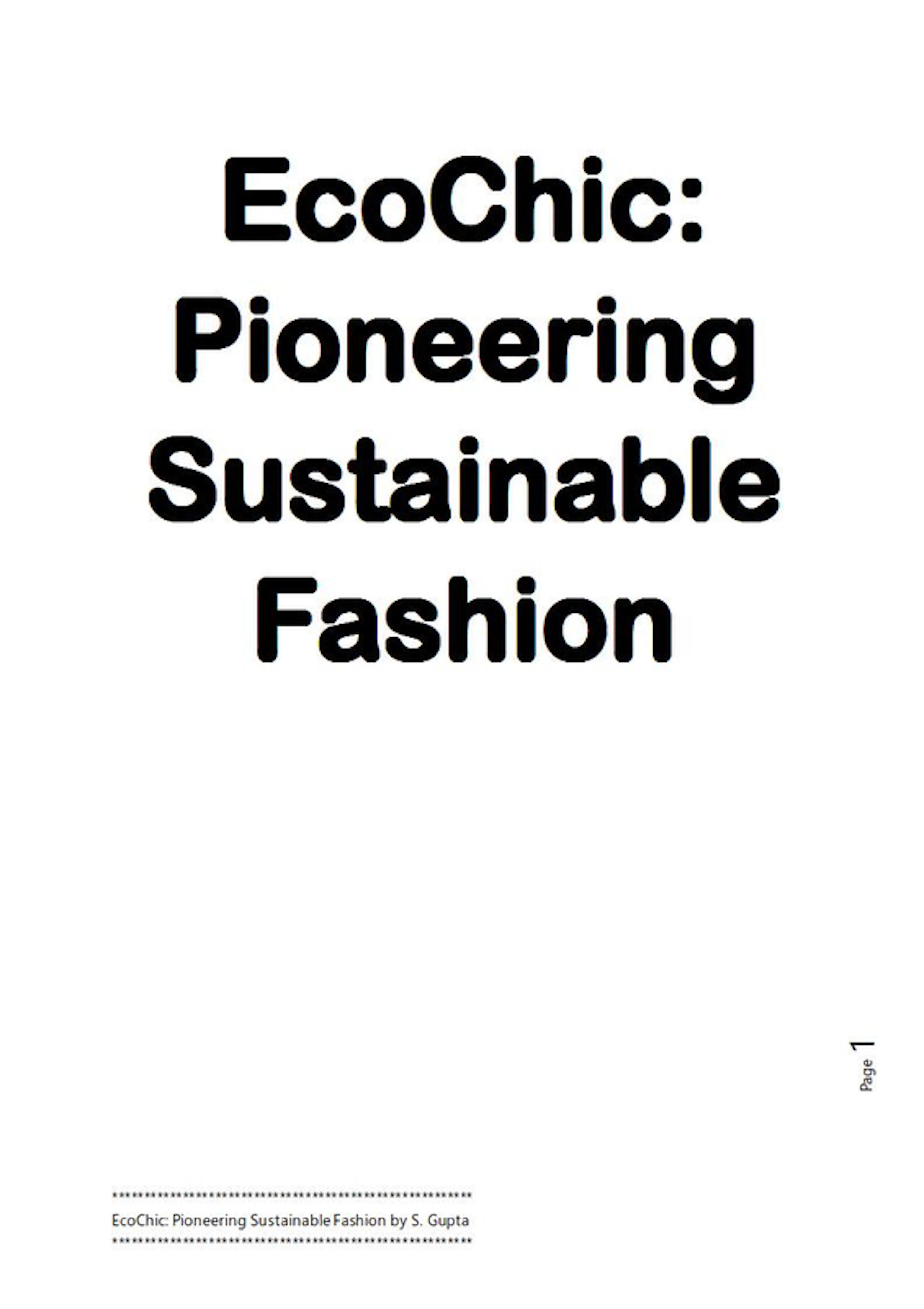 Eco Chic Pioneering Sustainable Fashion